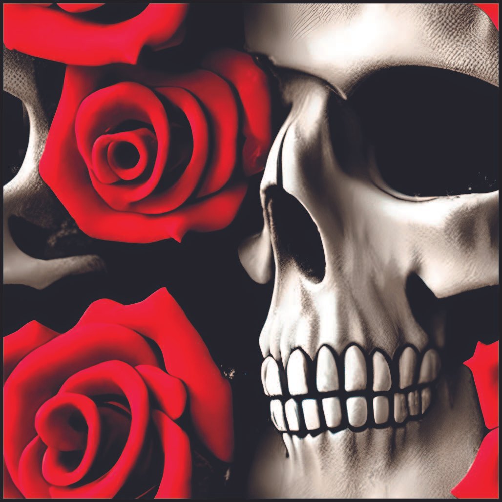 Skull Red Roses